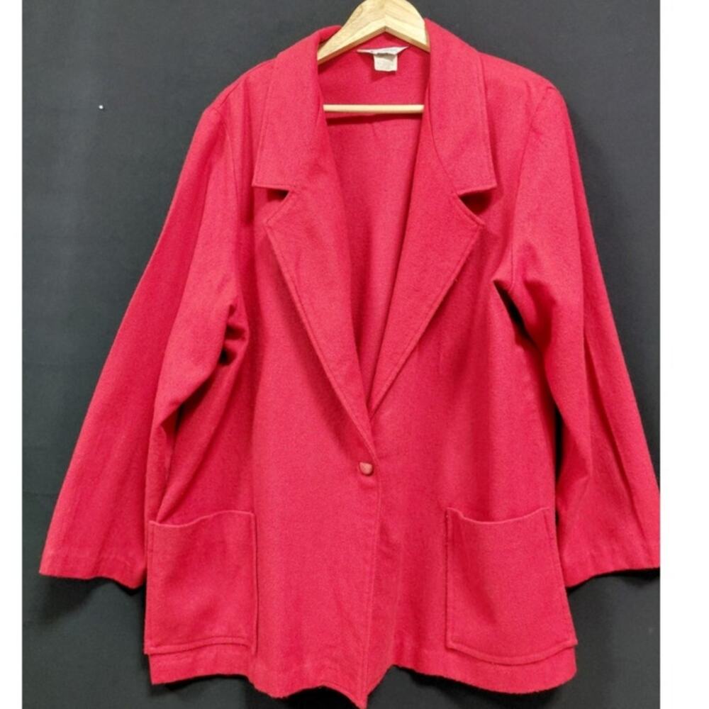 Ermané Made in USA Red Blazer Plus Solid Long Sleeve Women Size 22